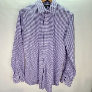 Banana Republic Non-Iron 100% Cotton Stretch Camden Fit Purple Gingham Size Med